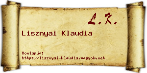 Lisznyai Klaudia névjegykártya